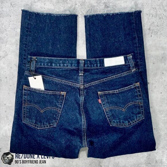 RE/DONE x LEVI’S 90’S BOYFRIEND JEAN IN INDIGO RECONSTRUCTED VINTAGE DENIM 26 - Picture 2 of 16